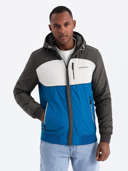 Ombre Clothing Muška svijetla sportska jakna s flisom plava Ombre odjeća