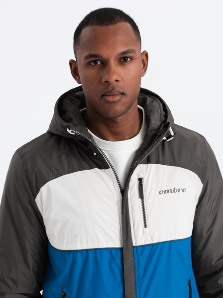 Ombre Clothing Muška svijetla sportska jakna s flisom plava Ombre odjeća