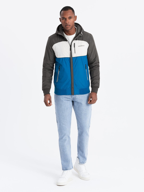 Ombre Clothing Muška svijetla sportska jakna s flisom plava Ombre odjeća