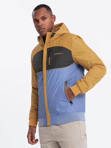 Ombre Clothing Muška svijetla sportska jakna s flisom plava Ombre odjeća
