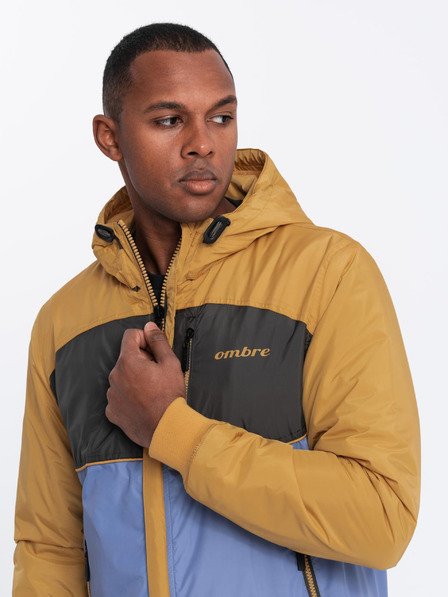 Ombre Clothing Muška svijetla sportska jakna s flisom plava Ombre odjeća