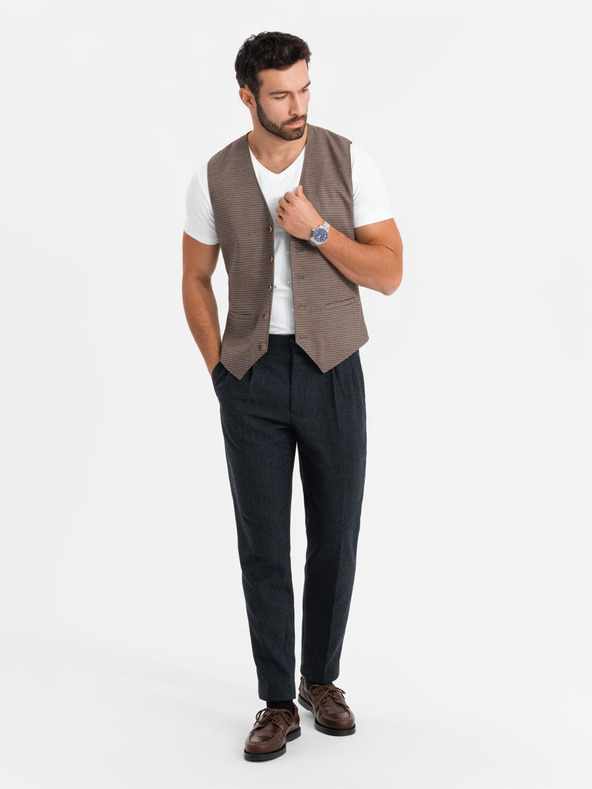 Ombre Clothing Muška majica kratkih rukava SLIM FIT s V-izrezom, elastinom i printom bijela Ombre odjeća