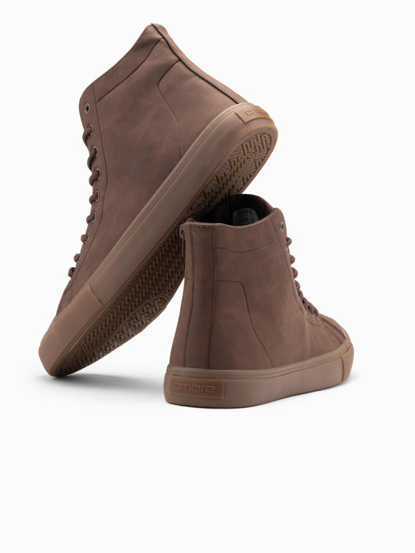 Ombre Clothing Muške visoke tenisice s gumenim vrhom smeđa Ombre odjeća