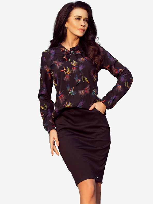 numoco Tamnoplava ženska bluza s uzorkom i Numoco tkanjem