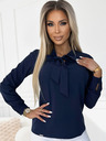 numoco Mornarskoplava ženska bluza dugih rukava s prednjom kravatom Numoco