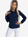 numoco Mornarskoplava ženska bluza dugih rukava s prednjom kravatom Numoco