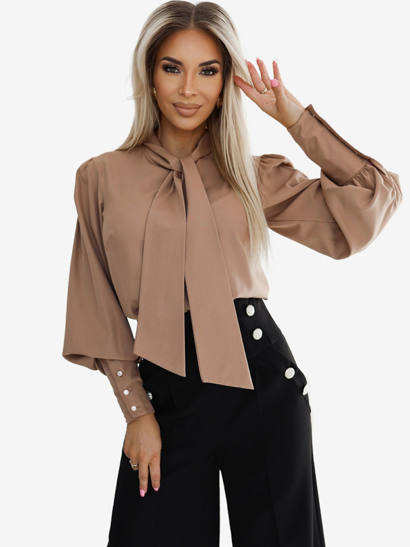 numoco Numoco ženska bluza s dugim rukavima u smeđoj boji