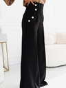 numoco Crne ženske elegantne hlače širokih nogavica s visokim strukom i zlatnim gumbima marke Numoco