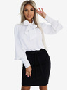 numoco Bijela dezenirana ženska bluza s dugim rukavima, kravatom i gumbima Numoco