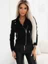 numoco Crna ženska jakna od brušene kože s dugim rukavima i patentnim zatvaračima marke Numoco