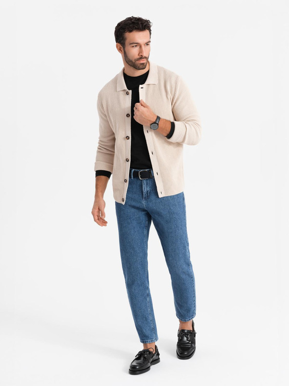 Ombre Clothing Muške klasične isprane traperice REGULAR FIT plava Ombre odjeća