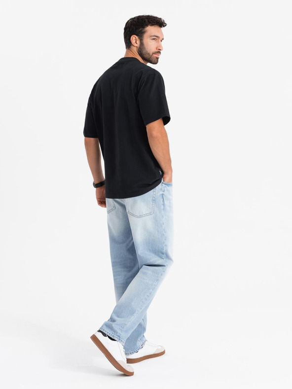 Ombre Clothing Muška majica LOOSE FIT s džepom crna Ombre odjeća