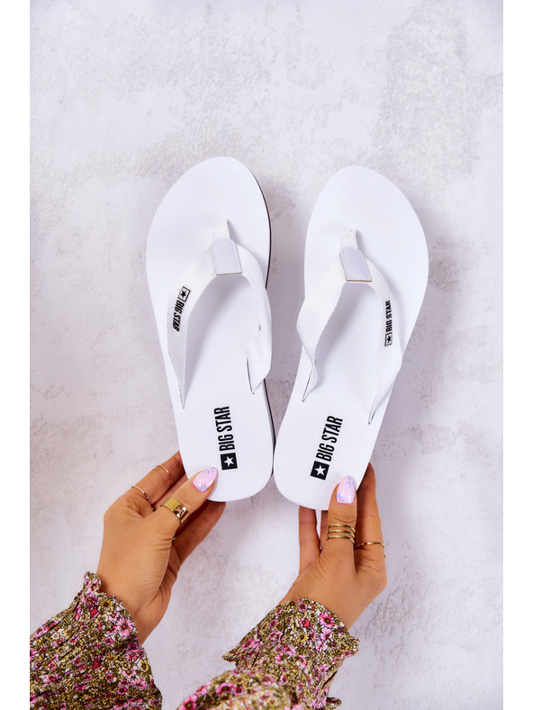 BIG STAR SHOES Ženske japanke na wedge Big Star bijele