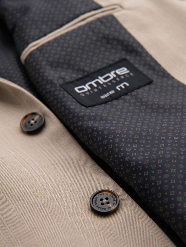 Ombre Clothing Elegantna muška bež jakna od mješavine vune Ombre Clothing