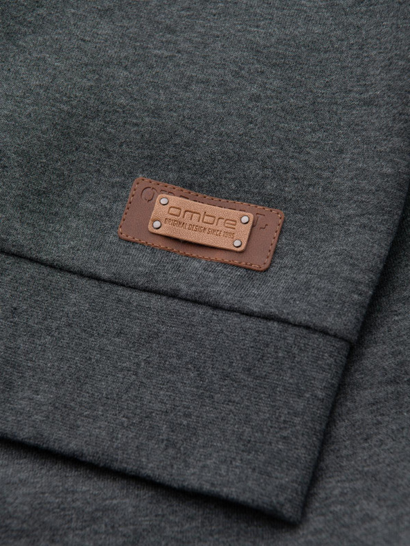 Ombre Clothing Muška majica s kapuljačom na kopčanje - Graphite Melange V4 OM-SSZP-0186 Ombre odjeća