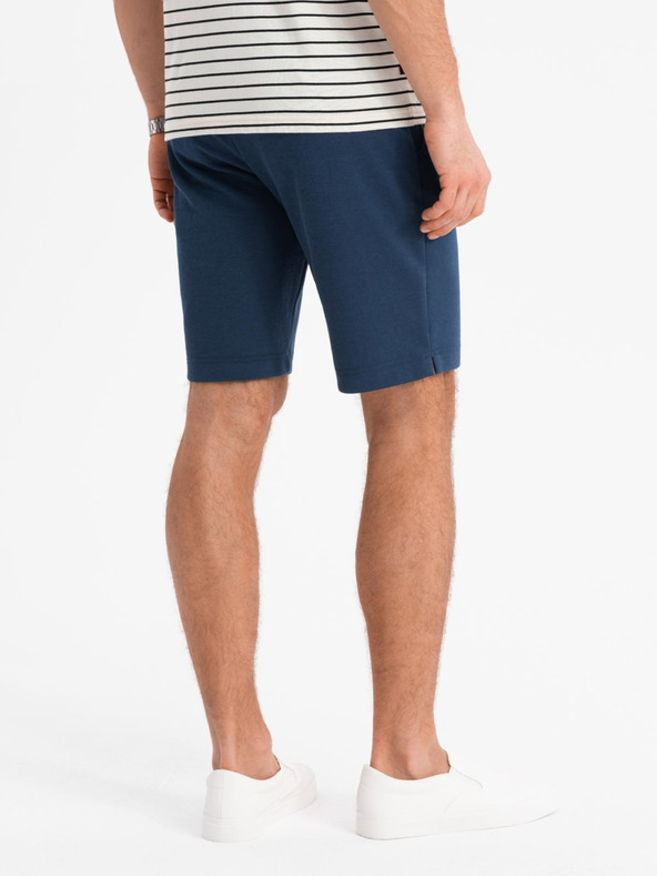 Ombre Clothing Muške kratke kratke hlače SLIM FIT od strukturiranog melange pletiva plave Ombre odjeće