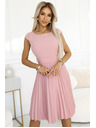 numoco Klasična plisirana haljina s kratkim rukavima i remenom - puder roza