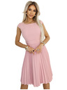 numoco Klasična plisirana haljina s kratkim rukavima i remenom - puder roza