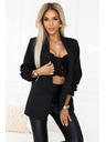 numoco Ženska klasična jakna sa nabranim rukavima - crna