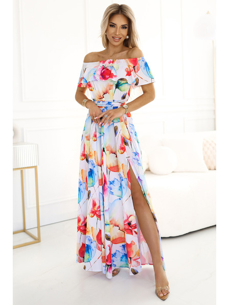 numoco Duga ljetna haljina s remenom - šareni cvjetni uzorak Numoco