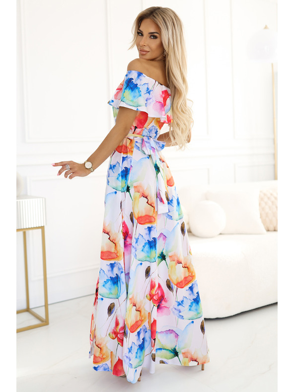 numoco Duga ljetna haljina s remenom - šareni cvjetni uzorak Numoco