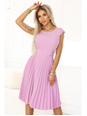 numoco Klasična plisirana haljina s kratkim rukavima i remenom - Numoco