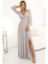 numoco NELA svjetlucava duga haljina s dekolteom, dugim rukavima i prorezom na nogavicama marke Numoco