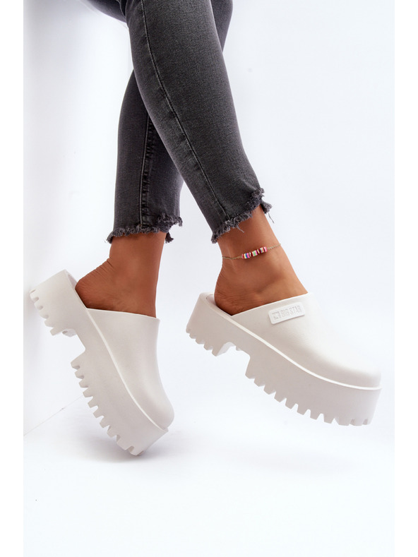 BIG STAR SHOES Ženske papuče na masivnom potplatu Big Star White