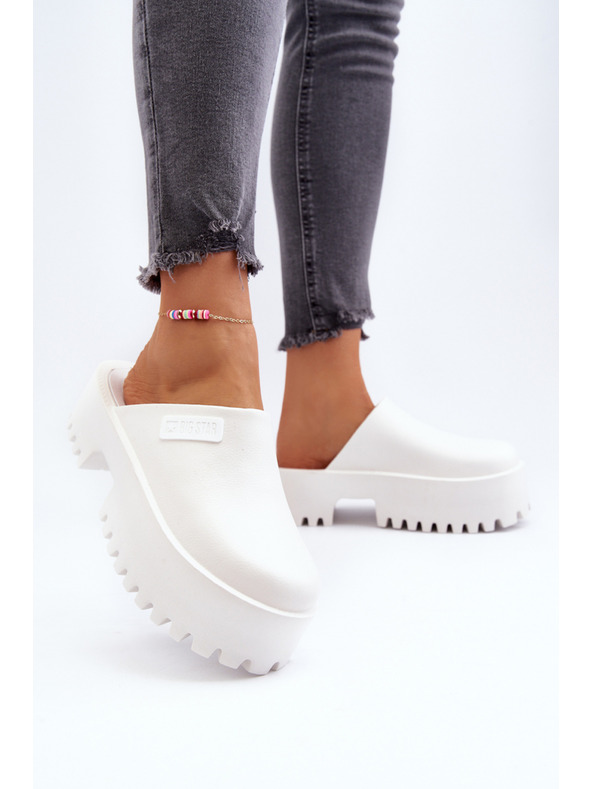 BIG STAR SHOES Ženske papuče na masivnom potplatu Big Star White