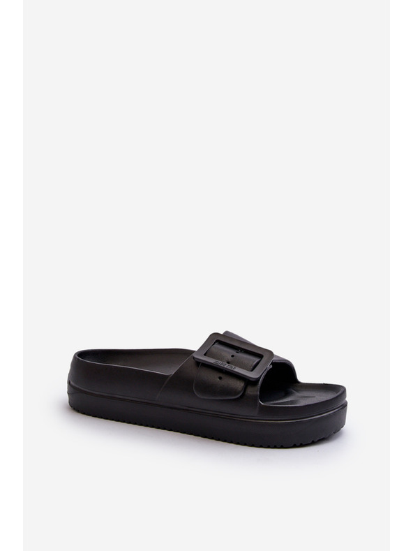 BIG STAR SHOES Ženske pjenaste papuče na platformu s Big Star kopčom crne boje