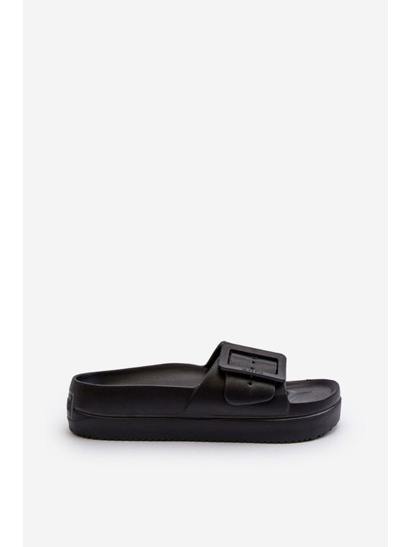 BIG STAR SHOES Ženske pjenaste papuče na platformu s Big Star kopčom crne boje