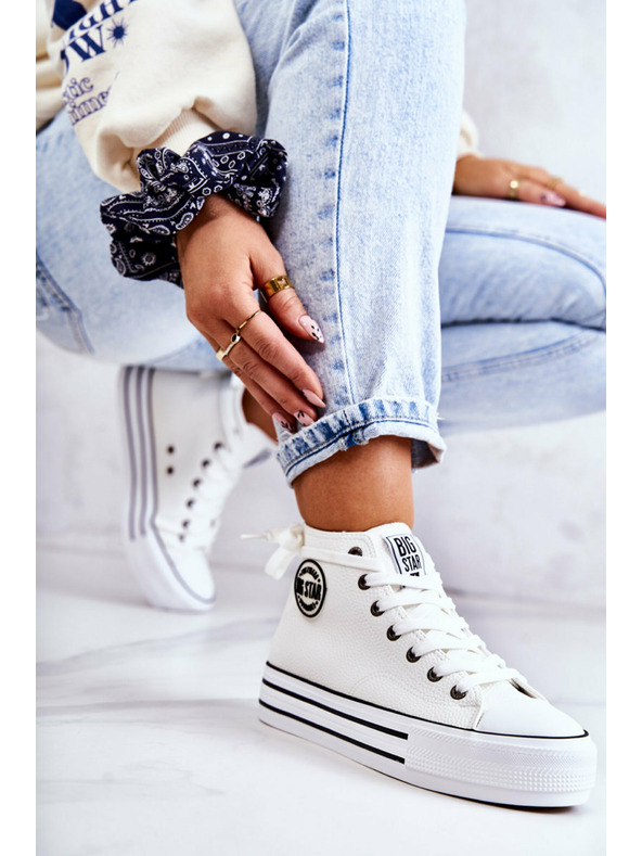 BIG STAR SHOES Ženske visoke tenisice Big Star - bijele