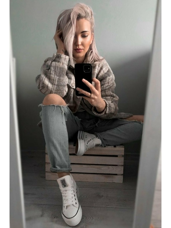 BIG STAR SHOES Ženske visoke tenisice Big Star - bijele