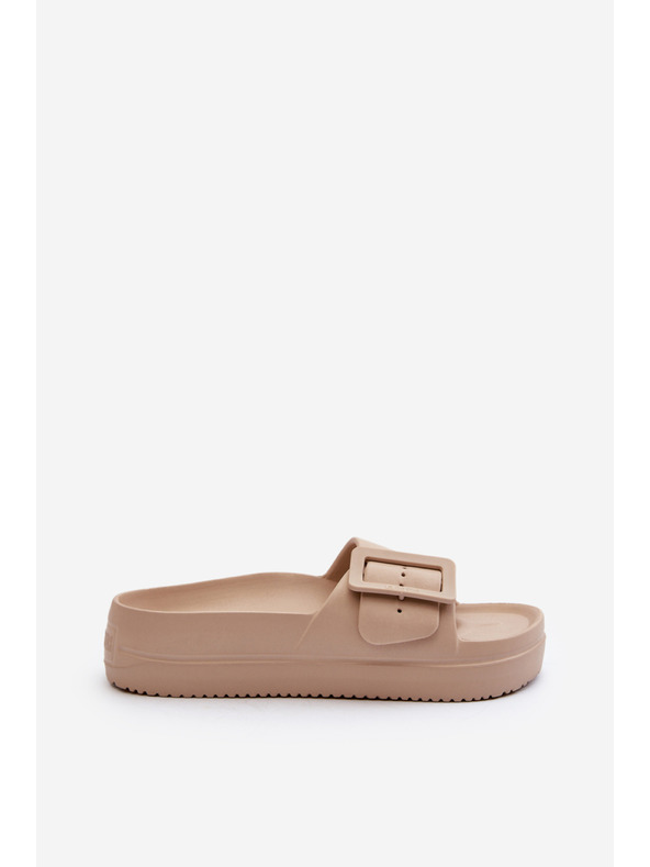 BIG STAR SHOES Ženske pjenaste papuče na platformu s Big Star kopčom bež boje