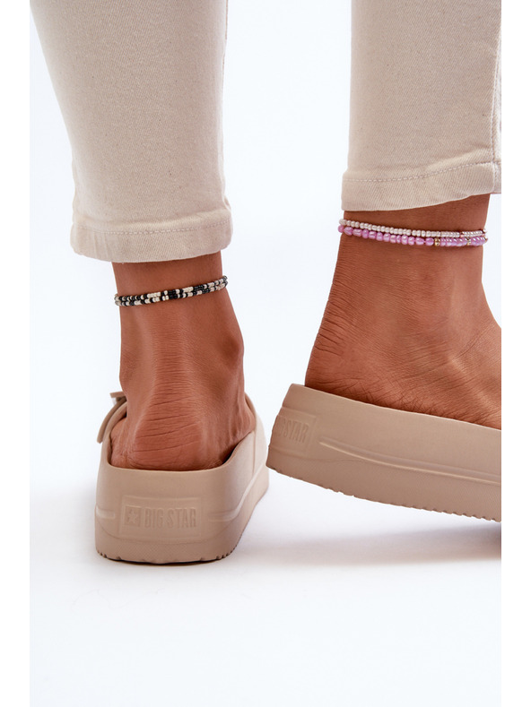 BIG STAR SHOES Ženske pjenaste papuče na platformu s Big Star kopčom bež boje