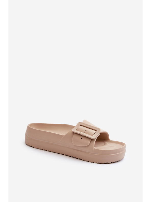 BIG STAR SHOES Ženske pjenaste papuče na platformu s Big Star kopčom bež boje