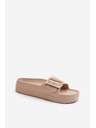 BIG STAR SHOES Ženske pjenaste papuče na platformu s Big Star kopčom bež boje