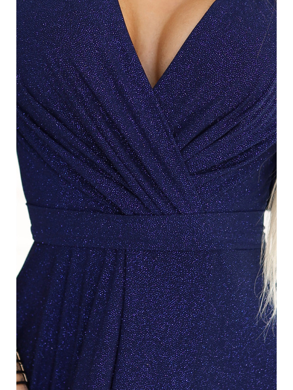 numoco Svjetlucava duga haljina s rukavima i dekolteom - tamno plava s Numoco svjetlucavim šljokicama