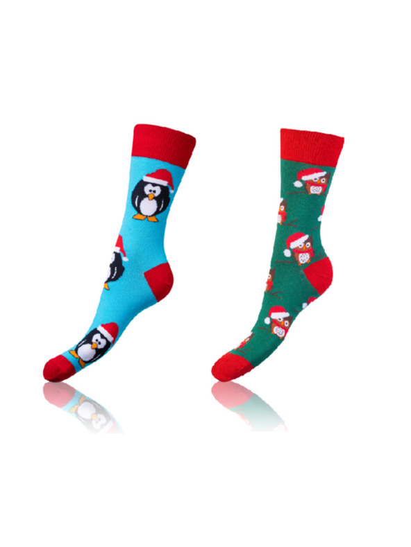 Bellinda CRAZY SOCKS 2x - Vesele čarape 2 para - svijetloplava - zelena