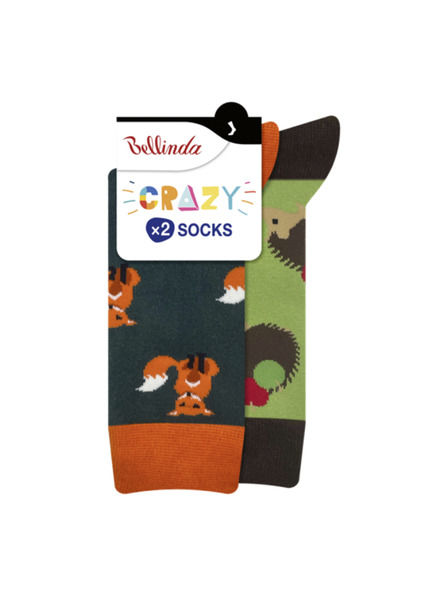 Bellinda CRAZY SOCKS 2x - Vesele čarape 2 para - narančasta - svijetlozelena