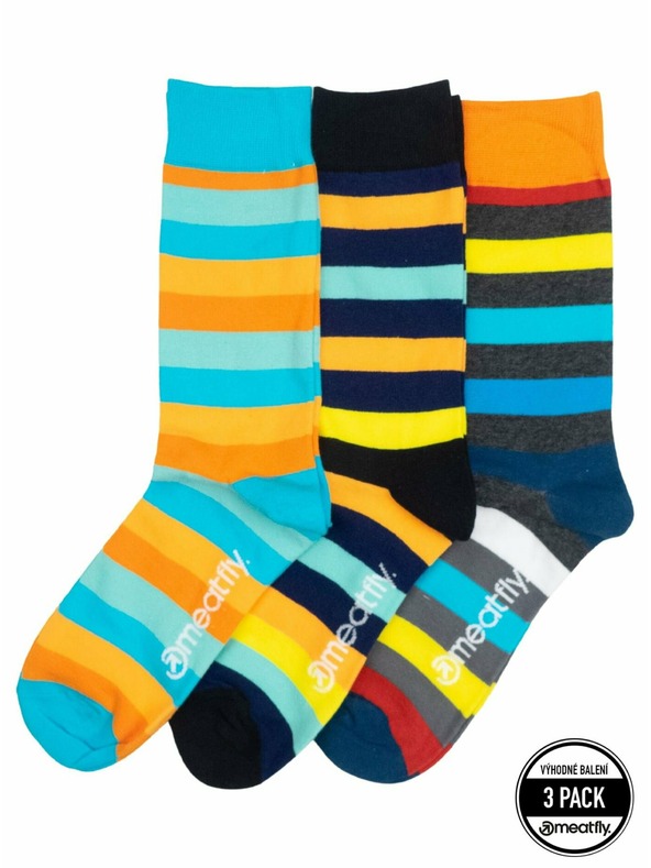 Meatfly Meatfly čarape Lexy Triple Pack Orange Stripes | Višebojan | Veličina