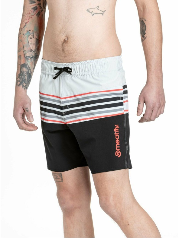 Meatfly Meatfly muške kupaće hlače Keith Boardshorts 17" Light Grey / Red Orange | Siva | Veličina