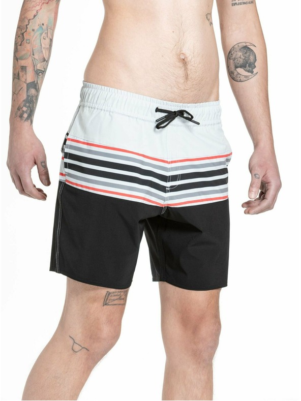Meatfly Meatfly muške kupaće hlače Keith Boardshorts 17" Light Grey / Red Orange | Siva | Veličina