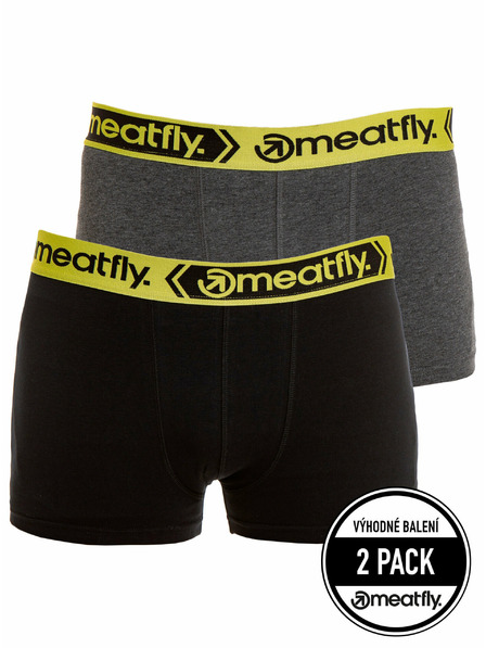 Meatfly Meatfly muške bokserice Balboa Boxershorts Double Pack Grey Heather/Black | Crna | Veličina