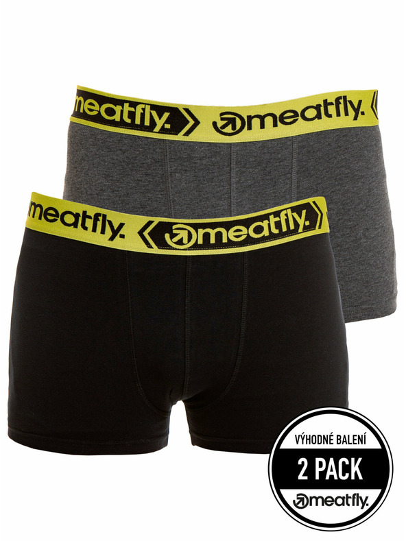 Meatfly Meatfly muške bokserice Balboa Boxershorts Double Pack Grey Heather/Black | Crna | Veličina