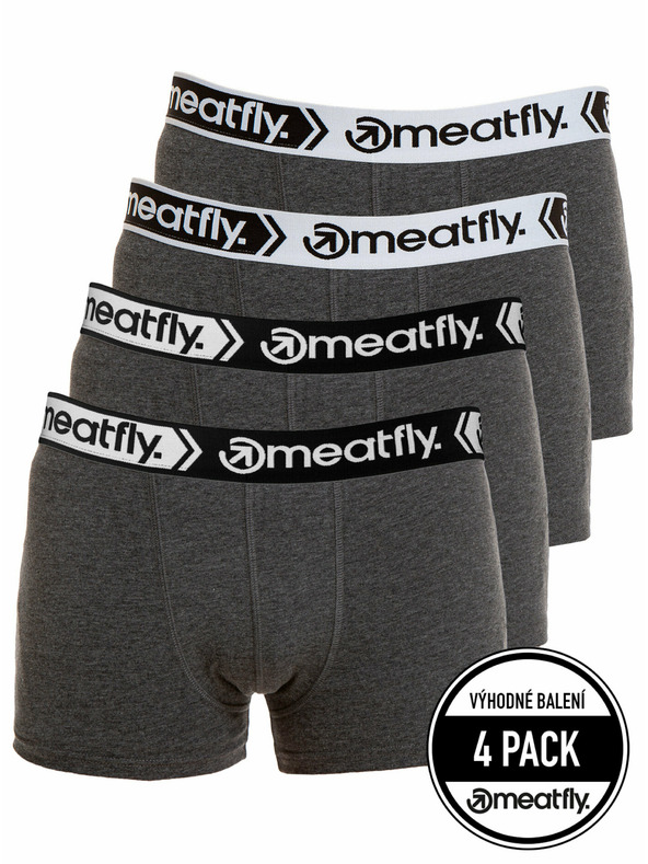 Meatfly Meatfly muške bokserice Balboa Boxershorts Four Pack Grey Heather | Siva | Veličina