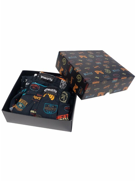 Meatfly Meatfly muške kratke hlače Agostino Badges Gift Pack | Crna | Veličina