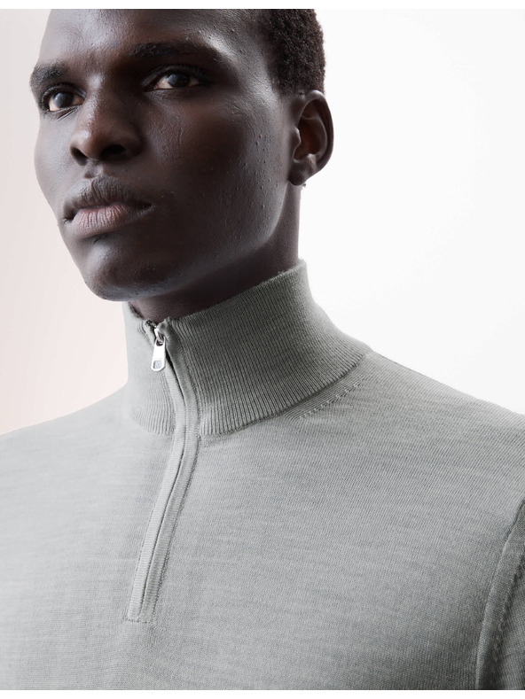 Marks & Spencer Pulover s kratkim patentnim zatvaračem od merino vune Marks & Spencer siva