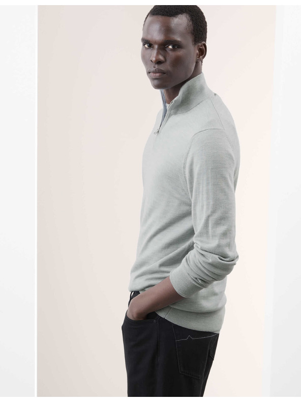 Marks & Spencer Pulover s kratkim patentnim zatvaračem od merino vune Marks & Spencer siva