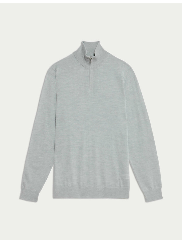 Marks & Spencer Pulover s kratkim patentnim zatvaračem od merino vune Marks & Spencer siva